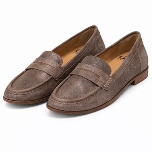 Gianni Bini Women’s Suede Loafers Taupe Metallic Flats Size 8​​